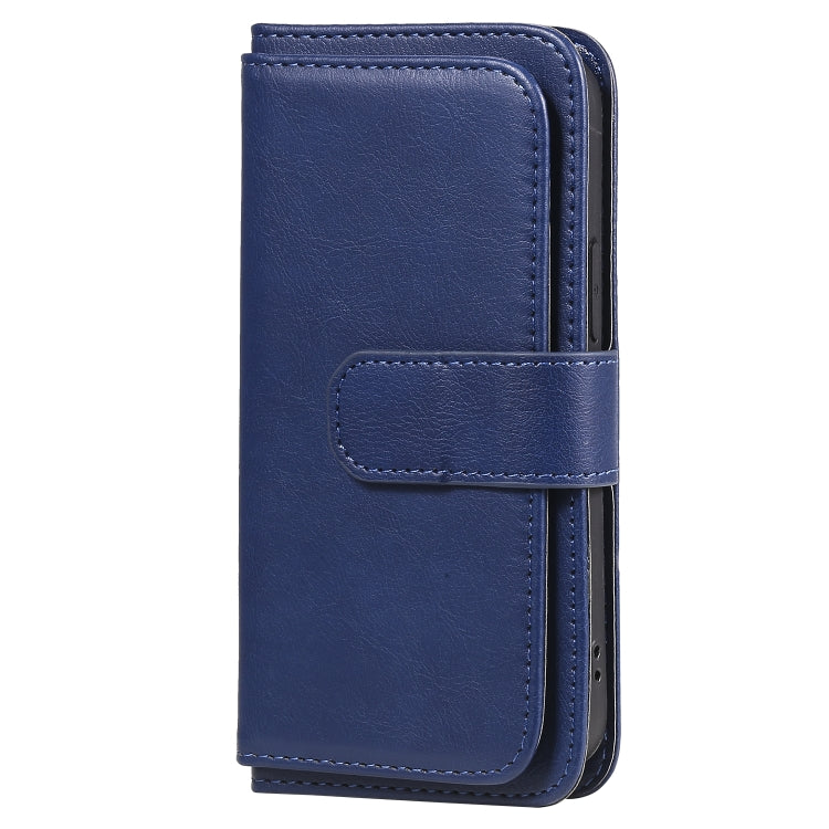 For iPhone 12 mini Multifunctional Magnetic Copper Buckle Horizontal Flip Solid Color Leather Case with 10 Card Slots & Wallet & Holder & Photo Frame