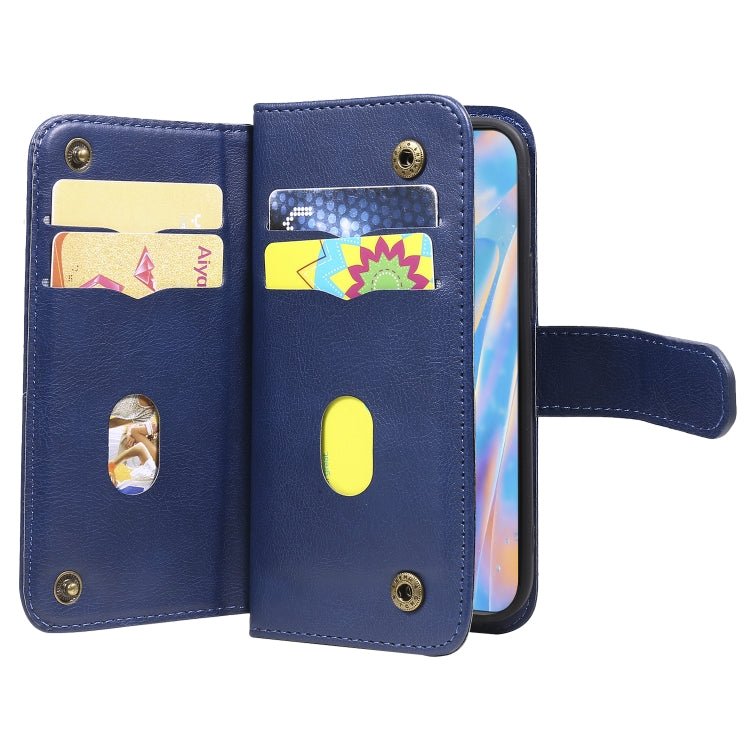 For iPhone 12 mini Multifunctional Magnetic Copper Buckle Horizontal Flip Solid Color Leather Case with 10 Card Slots & Wallet & Holder & Photo Frame