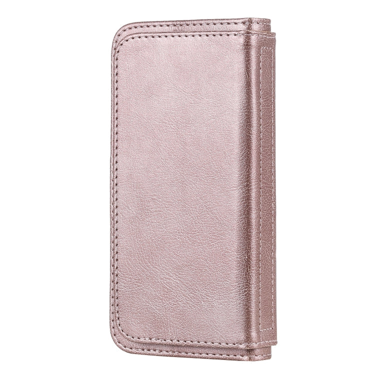 For iPhone 12 mini Multifunctional Magnetic Copper Buckle Horizontal Flip Solid Color Leather Case with 10 Card Slots & Wallet & Holder & Photo Frame