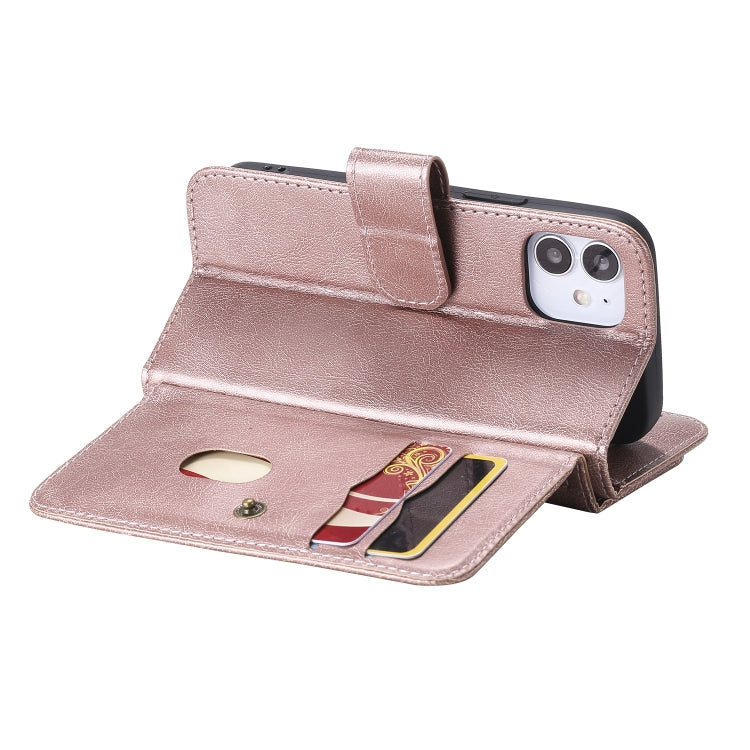 For iPhone 12 mini Multifunctional Magnetic Copper Buckle Horizontal Flip Solid Color Leather Case with 10 Card Slots & Wallet & Holder & Photo Frame