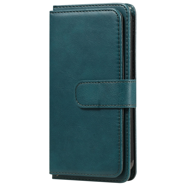 For iPhone 12 / 12 Pro Multifunctional Magnetic Copper Buckle Horizontal Flip Solid Color Leather Case with 10 Card Slots & Wallet & Holder & Photo Frame