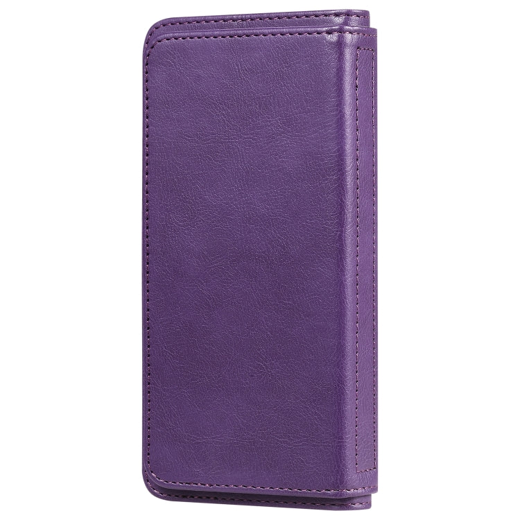 For iPhone 12 / 12 Pro Multifunctional Magnetic Copper Buckle Horizontal Flip Solid Color Leather Case with 10 Card Slots & Wallet & Holder & Photo Frame