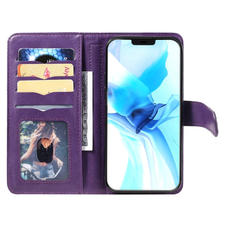 For iPhone 12 / 12 Pro Multifunctional Magnetic Copper Buckle Horizontal Flip Solid Color Leather Case with 10 Card Slots & Wallet & Holder & Photo Frame