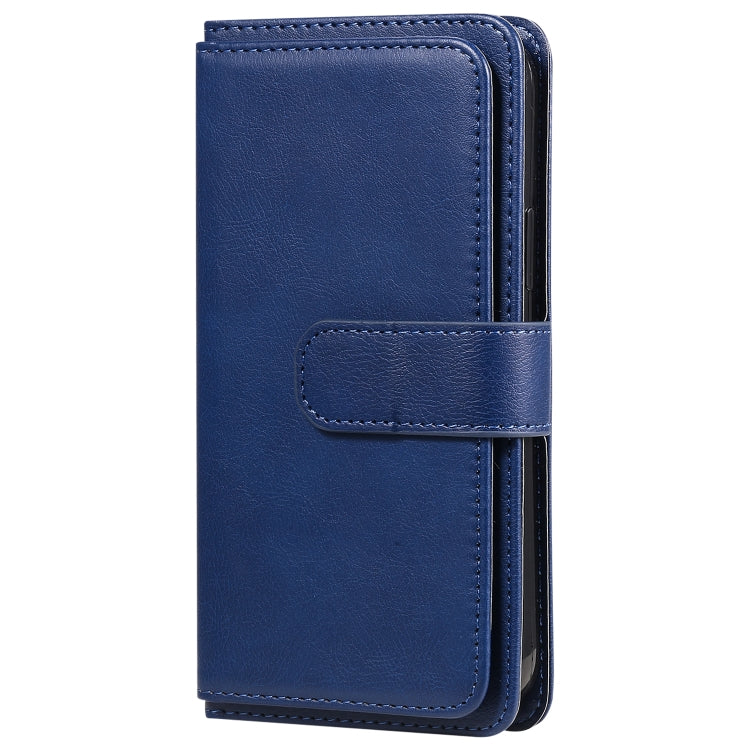 For iPhone 12 / 12 Pro Multifunctional Magnetic Copper Buckle Horizontal Flip Solid Color Leather Case with 10 Card Slots & Wallet & Holder & Photo Frame