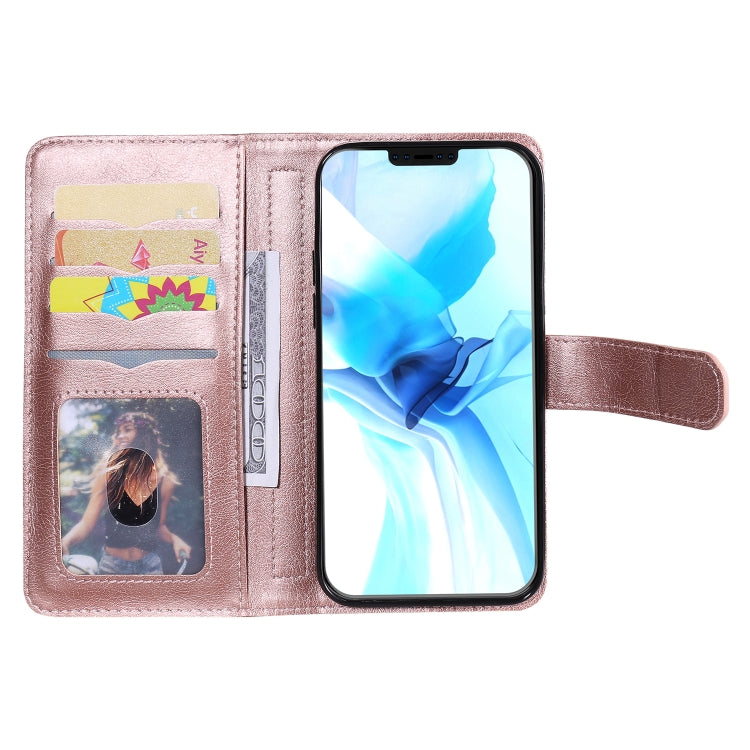For iPhone 12 / 12 Pro Multifunctional Magnetic Copper Buckle Horizontal Flip Solid Color Leather Case with 10 Card Slots & Wallet & Holder & Photo Frame