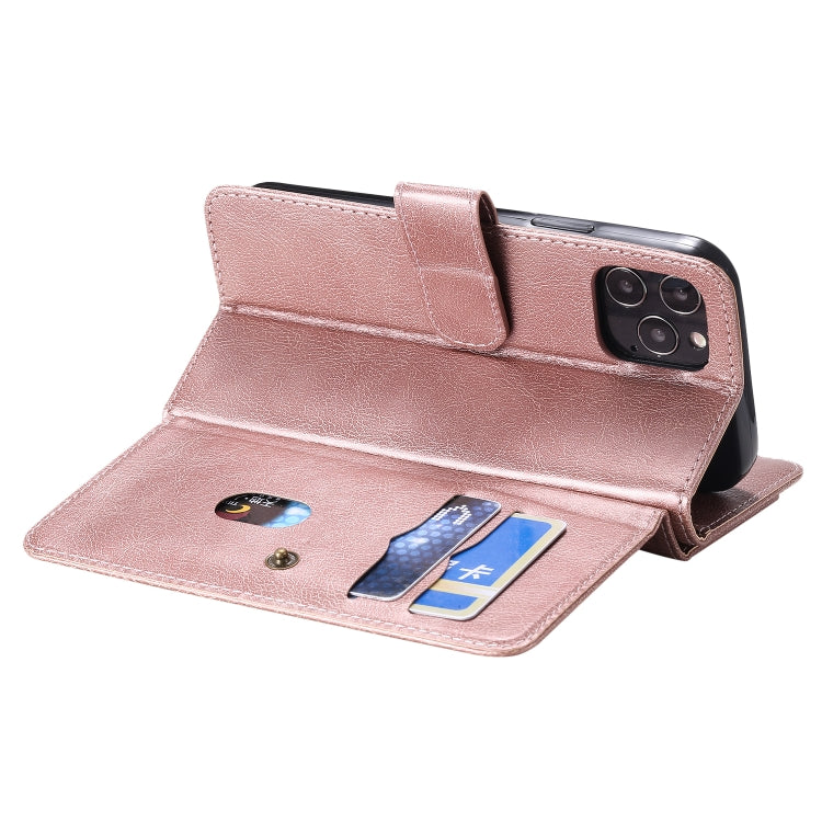 For iPhone 12 / 12 Pro Multifunctional Magnetic Copper Buckle Horizontal Flip Solid Color Leather Case with 10 Card Slots & Wallet & Holder & Photo Frame