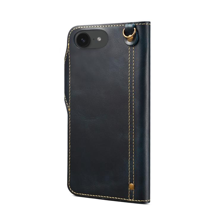 For iPhone 17e / 16e Denior B01 Oil Wax Cowhide Magnetic Button Genuine Leather Case