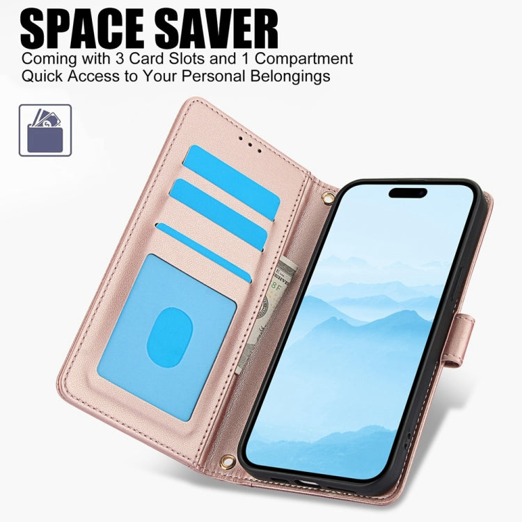 For iPhone 16 Plus Skin Feel Pure Color Card Slots Leather Phone Case with Dual Lanyard