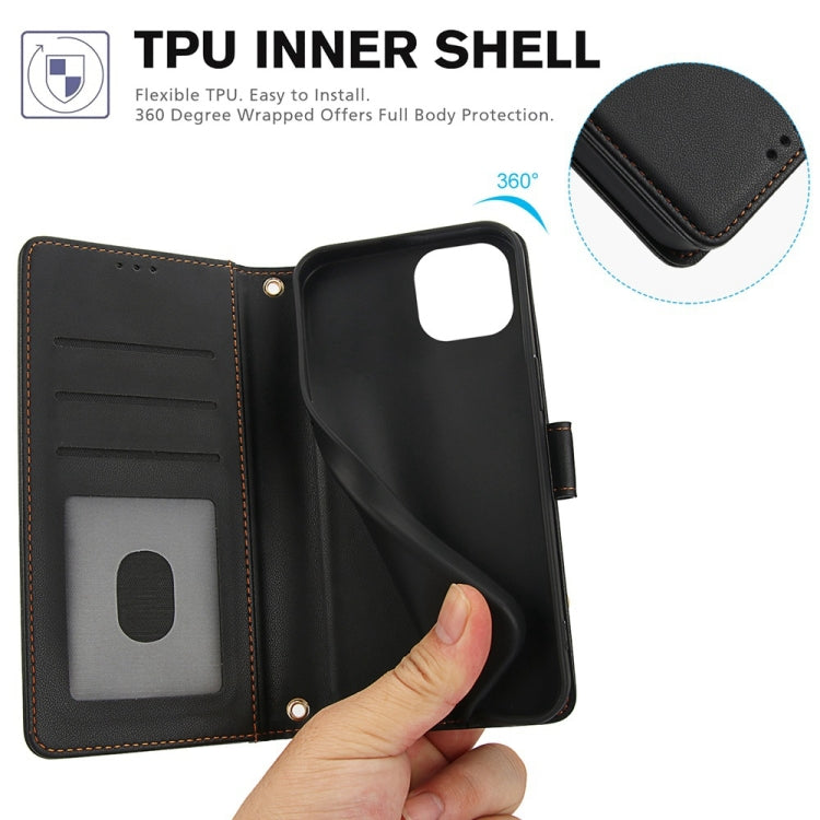 For iPhone 14 Skin Feel Pure Color Card Slots Leather Phone Case with Dual Lanyard