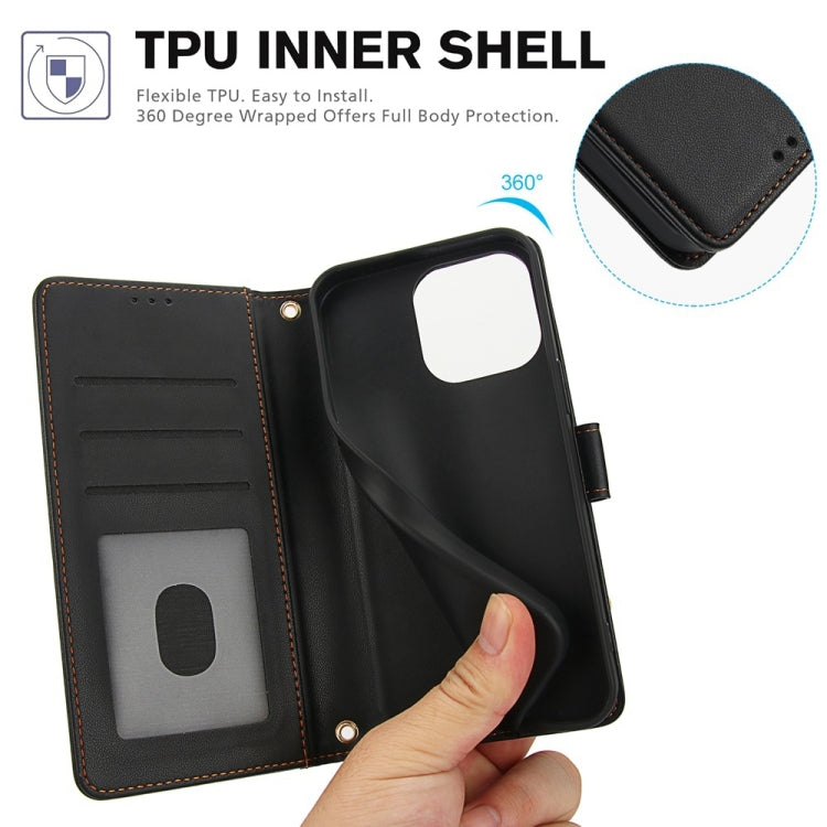 For iPhone 13 Pro Max Skin Feel Pure Color Card Slots Leather Phone Case with Dual Lanyard