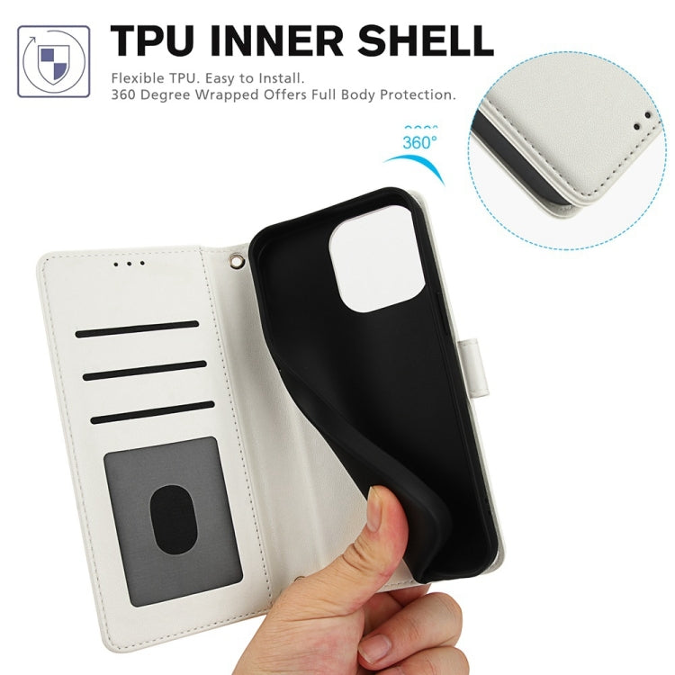 For iPhone 13 Pro Skin Feel Pure Color Card Slots Leather Phone Case with Dual Lanyard