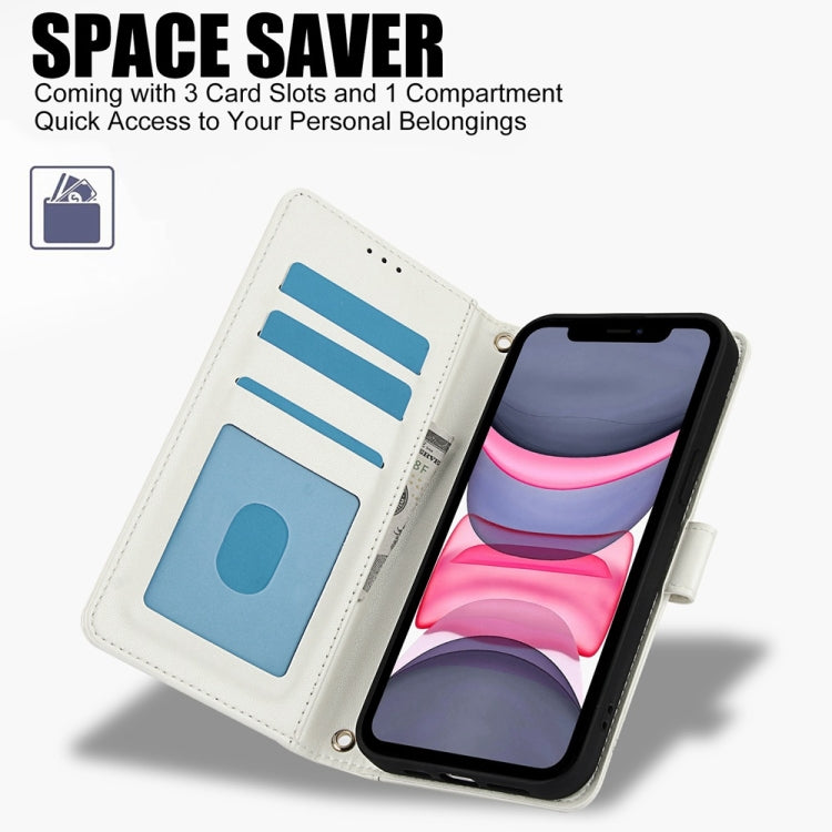 For iPhone 12 / 12 Pro Skin Feel Pure Color Card Slots Leather Phone Case with Dual Lanyard