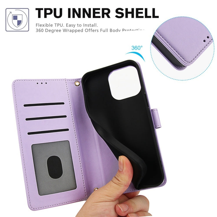 For iPhone 12 Pro Max Skin Feel Pure Color Card Slots Leather Phone Case with Dual Lanyard