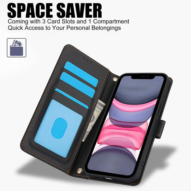 For iPhone 11 Skin Feel Pure Color Card Slots Leather Phone Case with Dual Lanyard