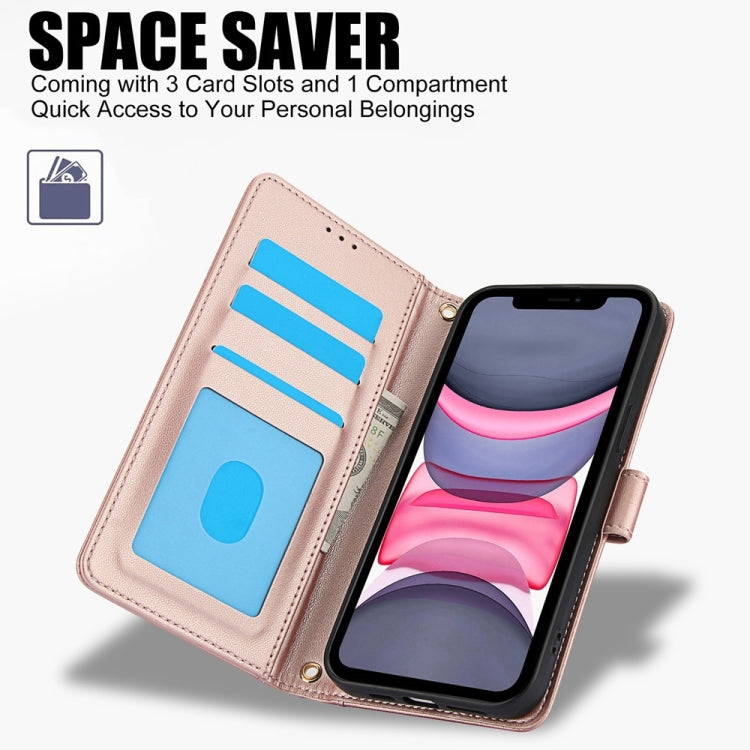 For iPhone 11 Skin Feel Pure Color Card Slots Leather Phone Case with Dual Lanyard