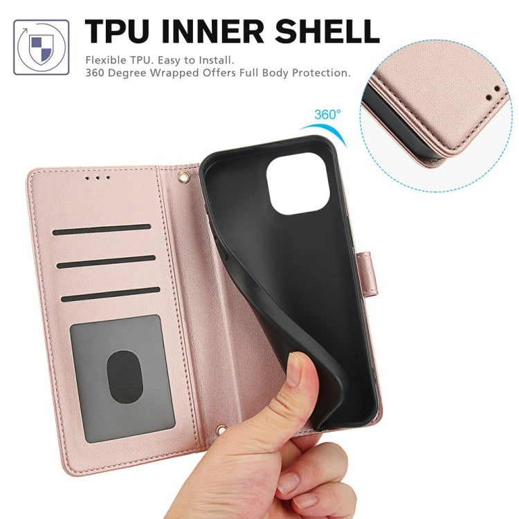For iPhone 11 Skin Feel Pure Color Card Slots Leather Phone Case with Dual Lanyard