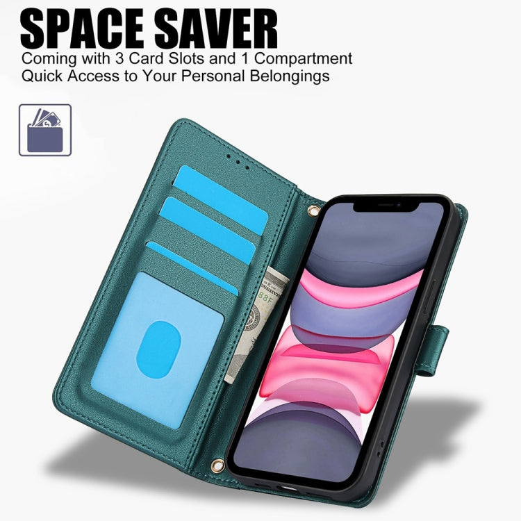 For iPhone X / XS Skin Feel Pure Color Card Slots Leather Phone Case with Dual Lanyard