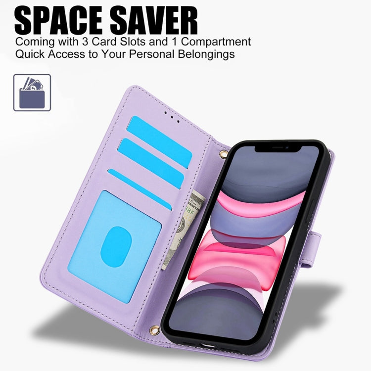 For iPhone X / XS Skin Feel Pure Color Card Slots Leather Phone Case with Dual Lanyard