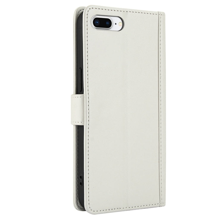 For iPhone 7 Plus / 8 Plus Skin Feel Pure Color Card Slots Leather Phone Case with Dual Lanyard