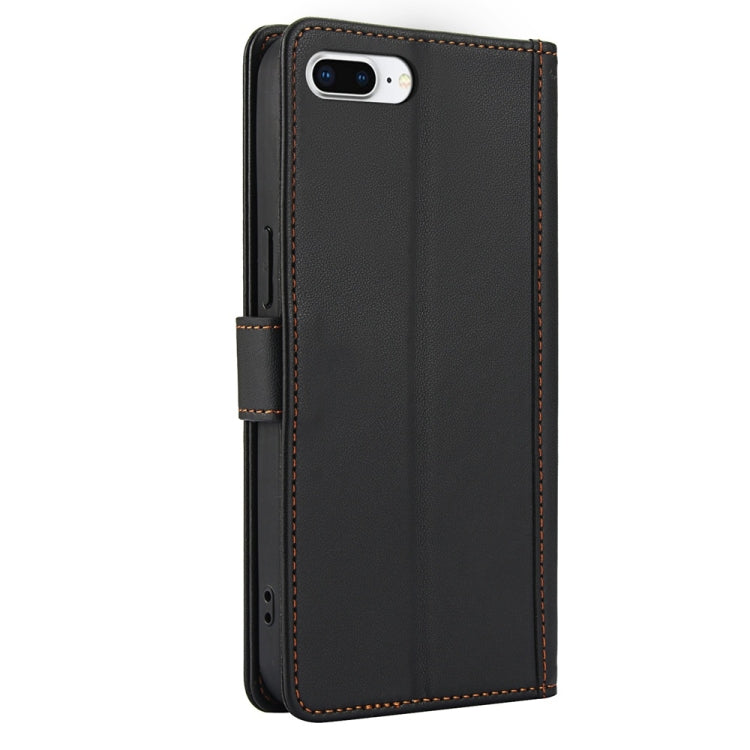 For iPhone 7 Plus / 8 Plus Skin Feel Pure Color Card Slots Leather Phone Case with Dual Lanyard