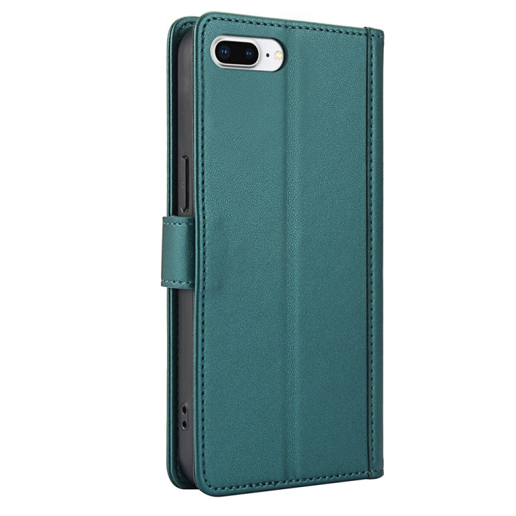 For iPhone 7 Plus / 8 Plus Skin Feel Pure Color Card Slots Leather Phone Case with Dual Lanyard