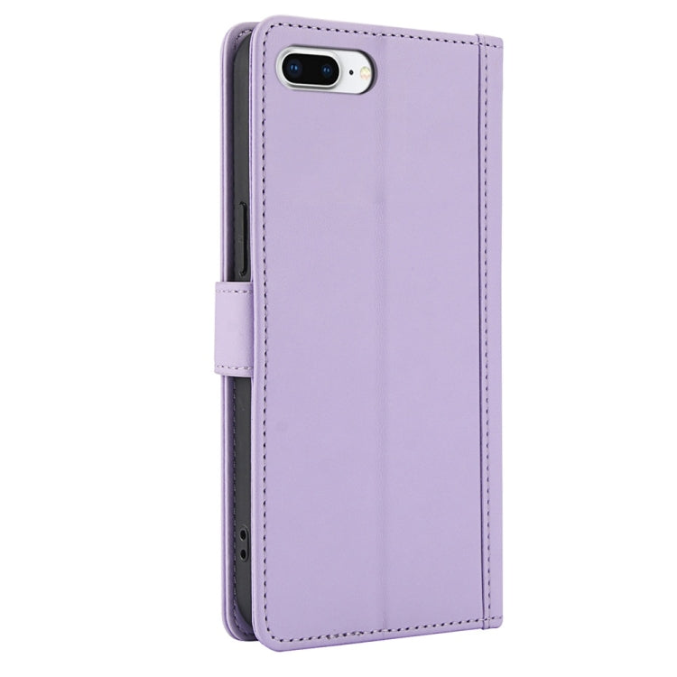 For iPhone 7 Plus / 8 Plus Skin Feel Pure Color Card Slots Leather Phone Case with Dual Lanyard