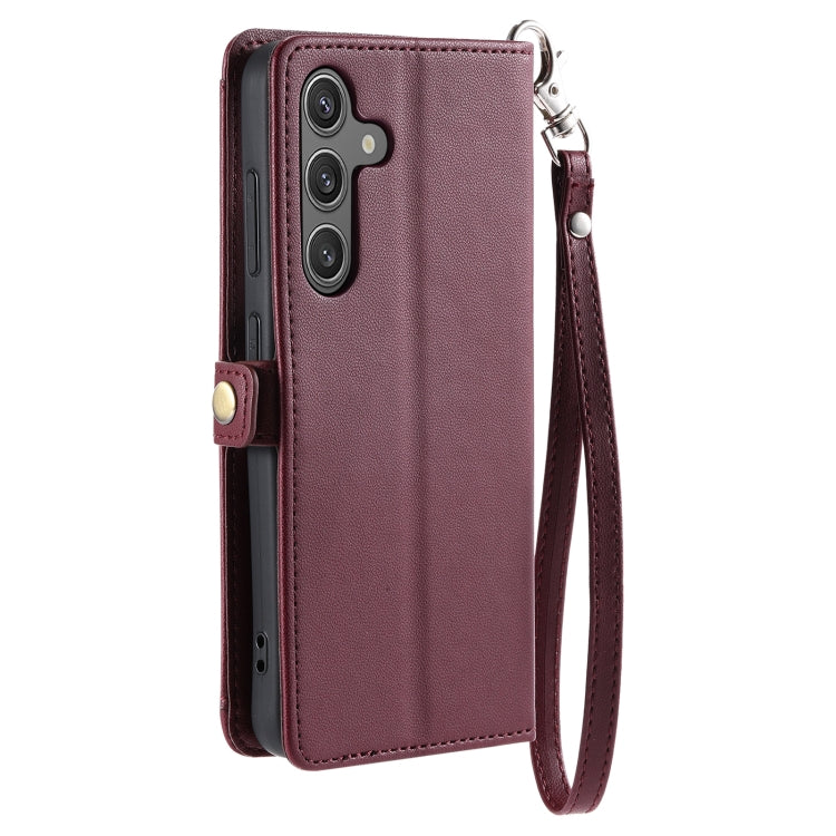 For Samsung Galaxy M55 Wallet Multi-card Slot Leather Phone Case with Lanyard