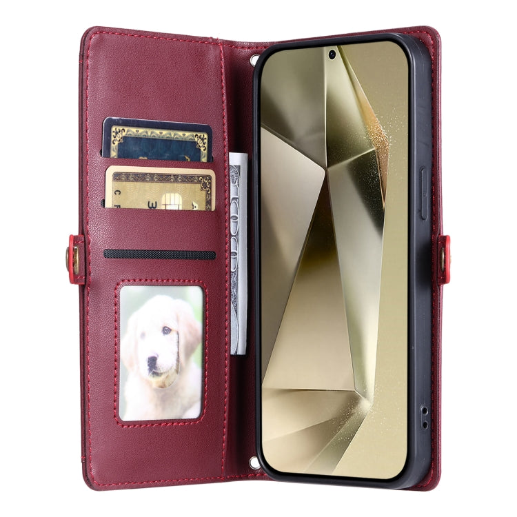 For Samsung Galaxy M55 Wallet Multi-card Slot Leather Phone Case with Lanyard