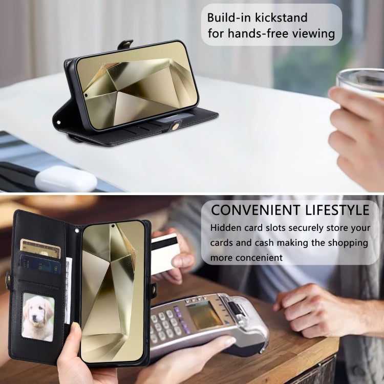 For Samsung Galaxy A24 4G Wallet Multi-card Slot Leather Phone Case with Lanyard