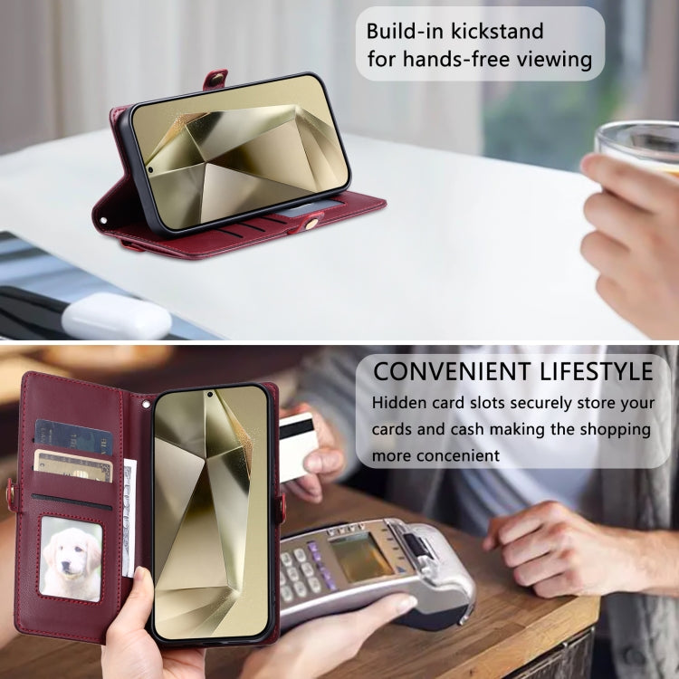 For Samsung Galaxy A36 Wallet Multi-card Slot Leather Phone Case with Lanyard