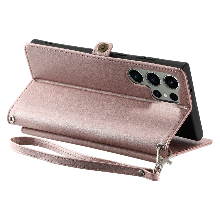 For Samsung Galaxy S22 Ultra 5G Wallet Multi-card Slot Leather Phone Case with Lanyard