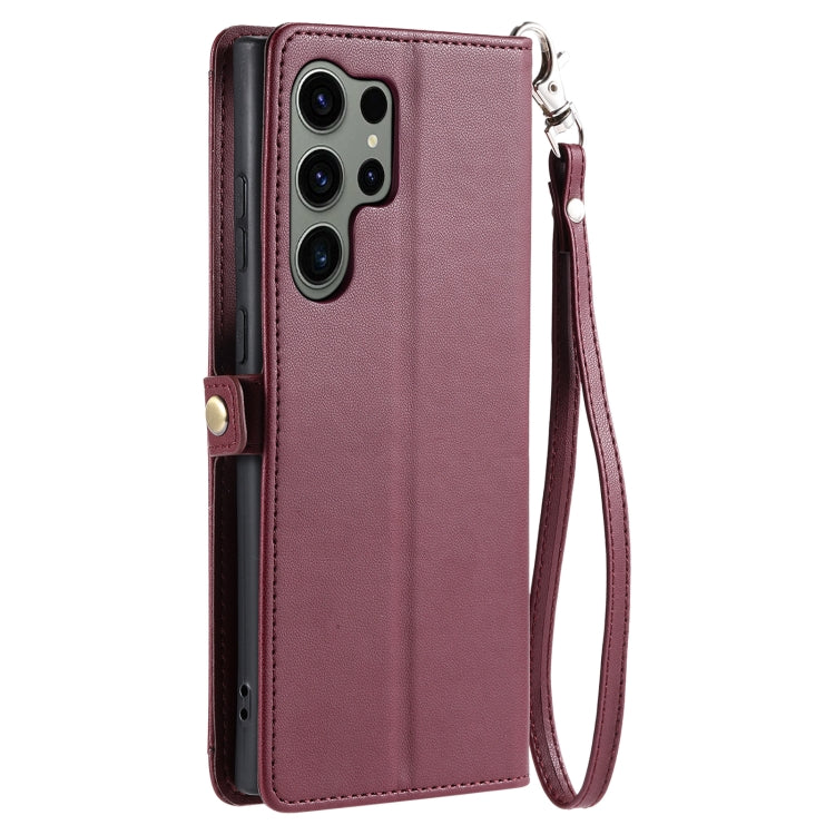For Samsung Galaxy S22 Ultra 5G Wallet Multi-card Slot Leather Phone Case with Lanyard