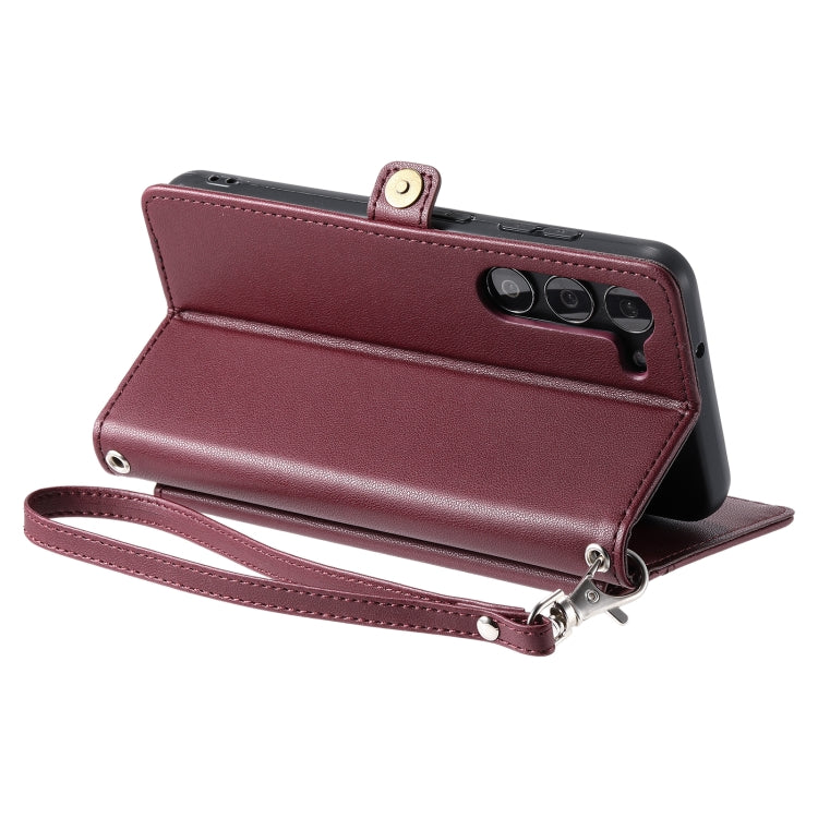 For Samsung Galaxy S23 5G Wallet Multi-card Slot Leather Phone Case with Lanyard