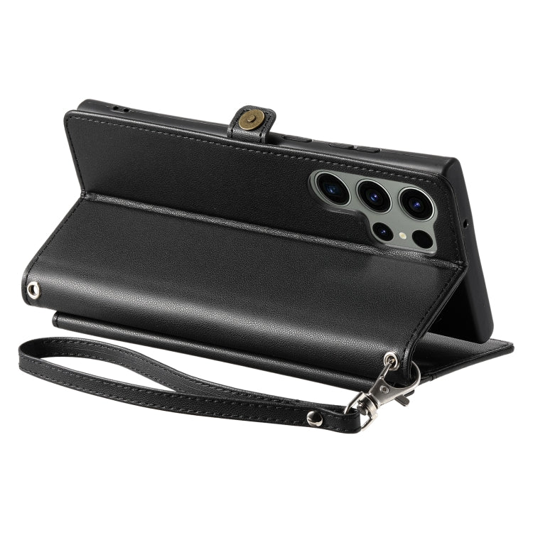 For Samsung Galaxy S24 Ultra 5G Wallet Multi-card Slot Leather Phone Case with Lanyard