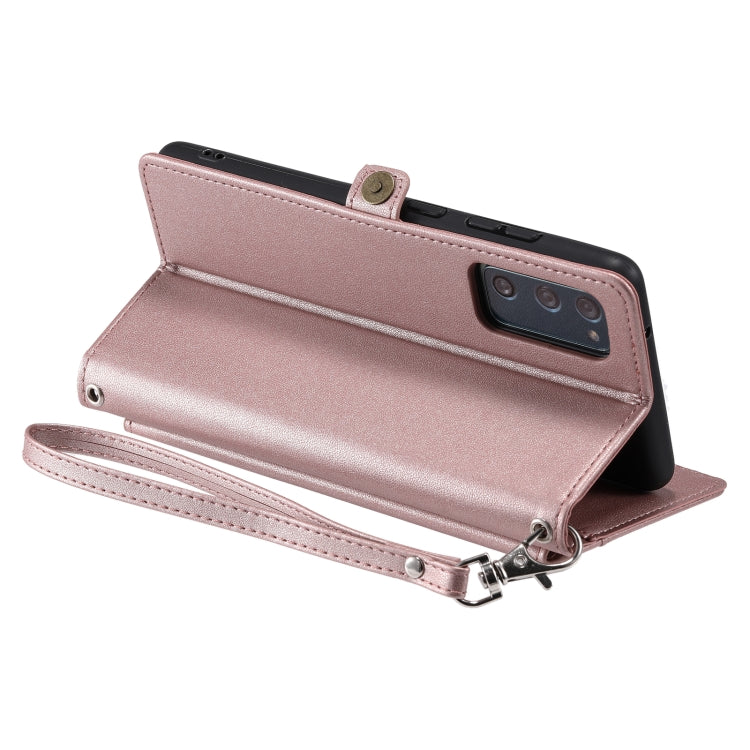 For Samsung Galaxy S20 FE 5G Wallet Multi-card Slot Leather Phone Case with Lanyard