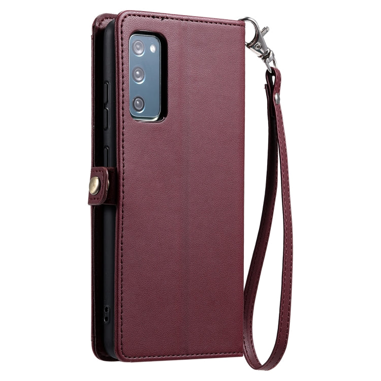 For Samsung Galaxy S20 FE 5G Wallet Multi-card Slot Leather Phone Case with Lanyard