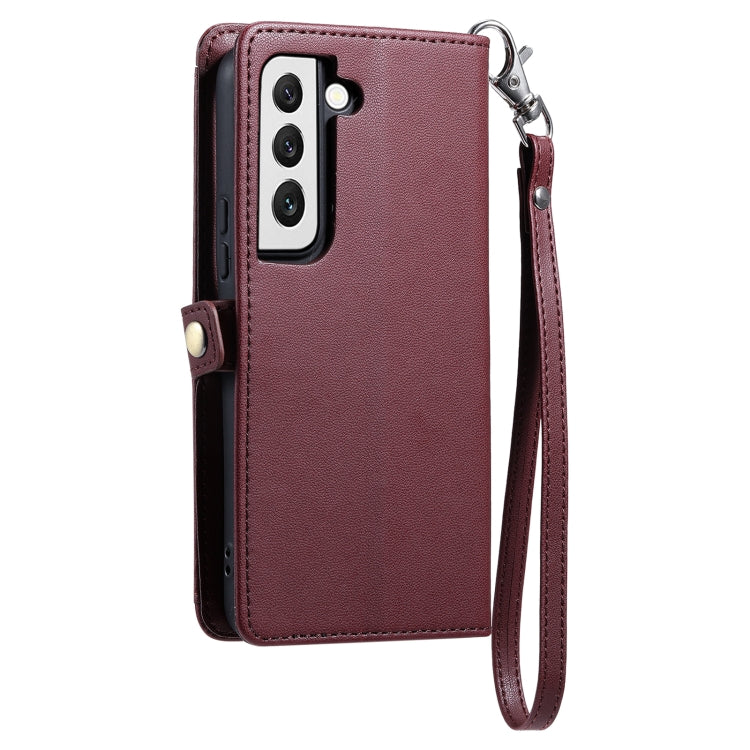 For Samsung Galaxy S21 5G Wallet Multi-card Slot Leather Phone Case with Lanyard