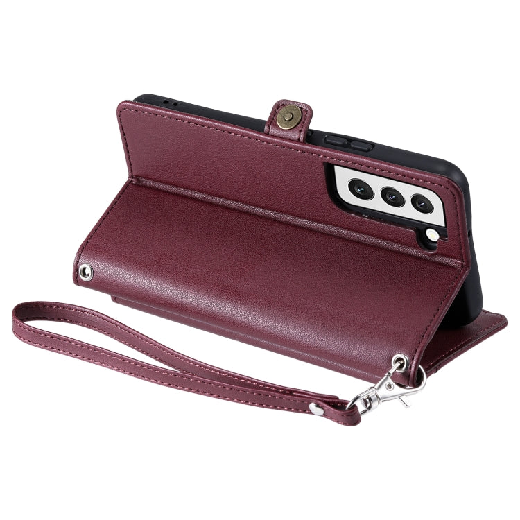 For Samsung Galaxy S21 FE 5G Wallet Multi-card Slot Leather Phone Case with Lanyard