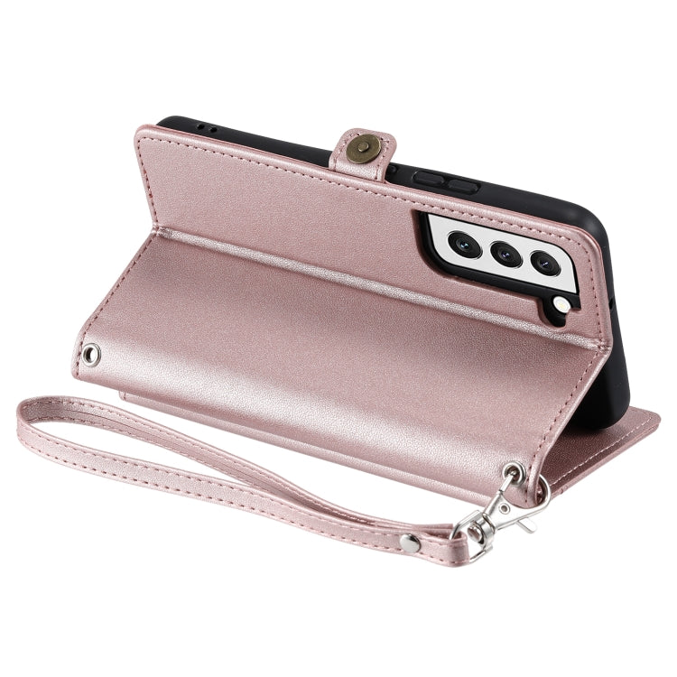 For Samsung Galaxy S22+ 5G Wallet Multi-card Slot Leather Phone Case with Lanyard