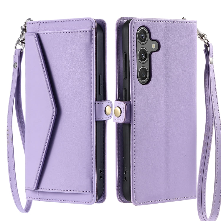 For Samsung Galaxy S25 5G Wallet Multi-card Slot Leather Phone Case with Lanyard