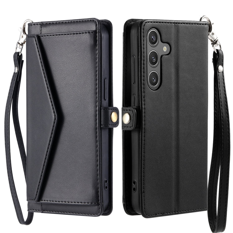 For Samsung Galaxy S25 5G Wallet Multi-card Slot Leather Phone Case with Lanyard