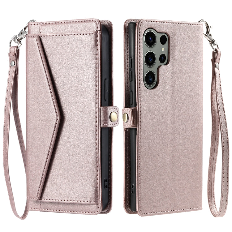 For Samsung Galaxy S25 Ultra 5G Wallet Multi-card Slot Leather Phone Case with Lanyard