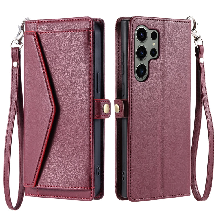 For Samsung Galaxy S25 Ultra 5G Wallet Multi-card Slot Leather Phone Case with Lanyard