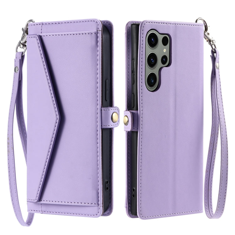 For Samsung Galaxy S25 Ultra 5G Wallet Multi-card Slot Leather Phone Case with Lanyard