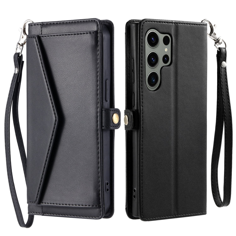For Samsung Galaxy S25 Ultra 5G Wallet Multi-card Slot Leather Phone Case with Lanyard
