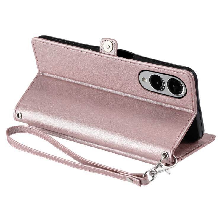 For Samsung Galaxy S25 Edge 5G Wallet Multi-card Slot Leather Phone Case with Lanyard