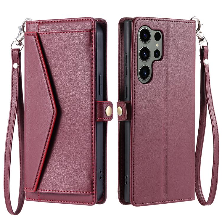 For Samsung Galaxy S26 Ultra 5G Wallet Multi-card Slot Leather Phone Case with Lanyard