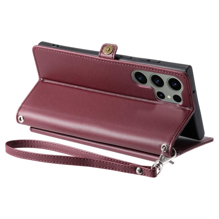 For Samsung Galaxy S26 Ultra 5G Wallet Multi-card Slot Leather Phone Case with Lanyard