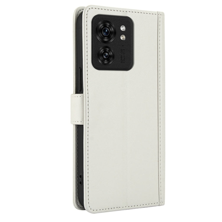 For Motorola Edge 40 Skin Feel Pure Color Card Slots Leather Phone Case with Dual Lanyard