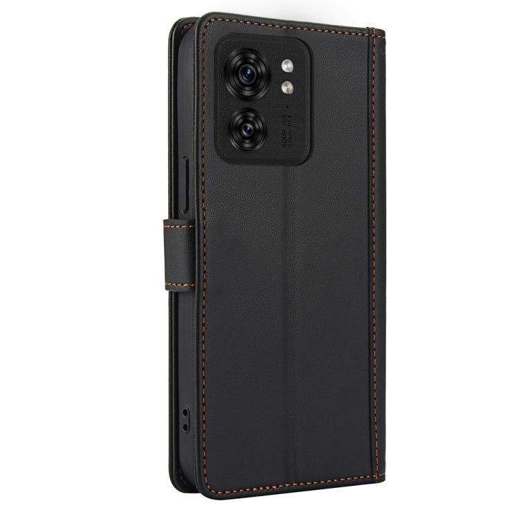 For Motorola Edge 40 Skin Feel Pure Color Card Slots Leather Phone Case with Dual Lanyard